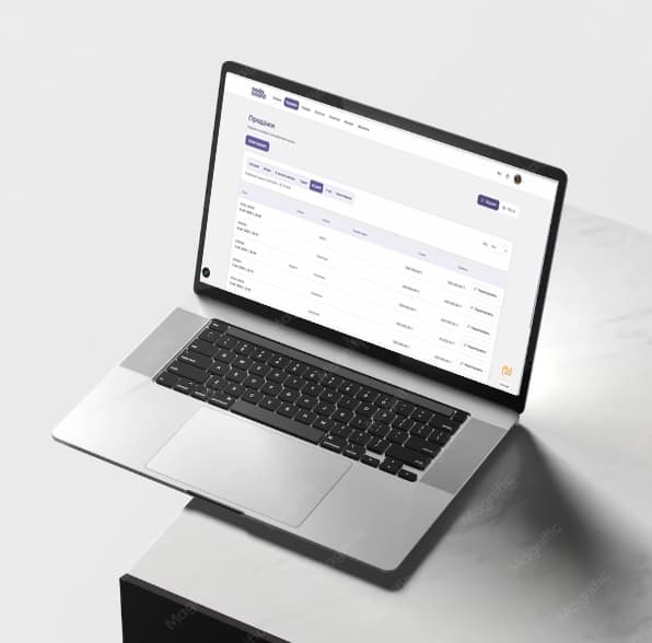 Таблица продаж NODABOARD на ноутбуке